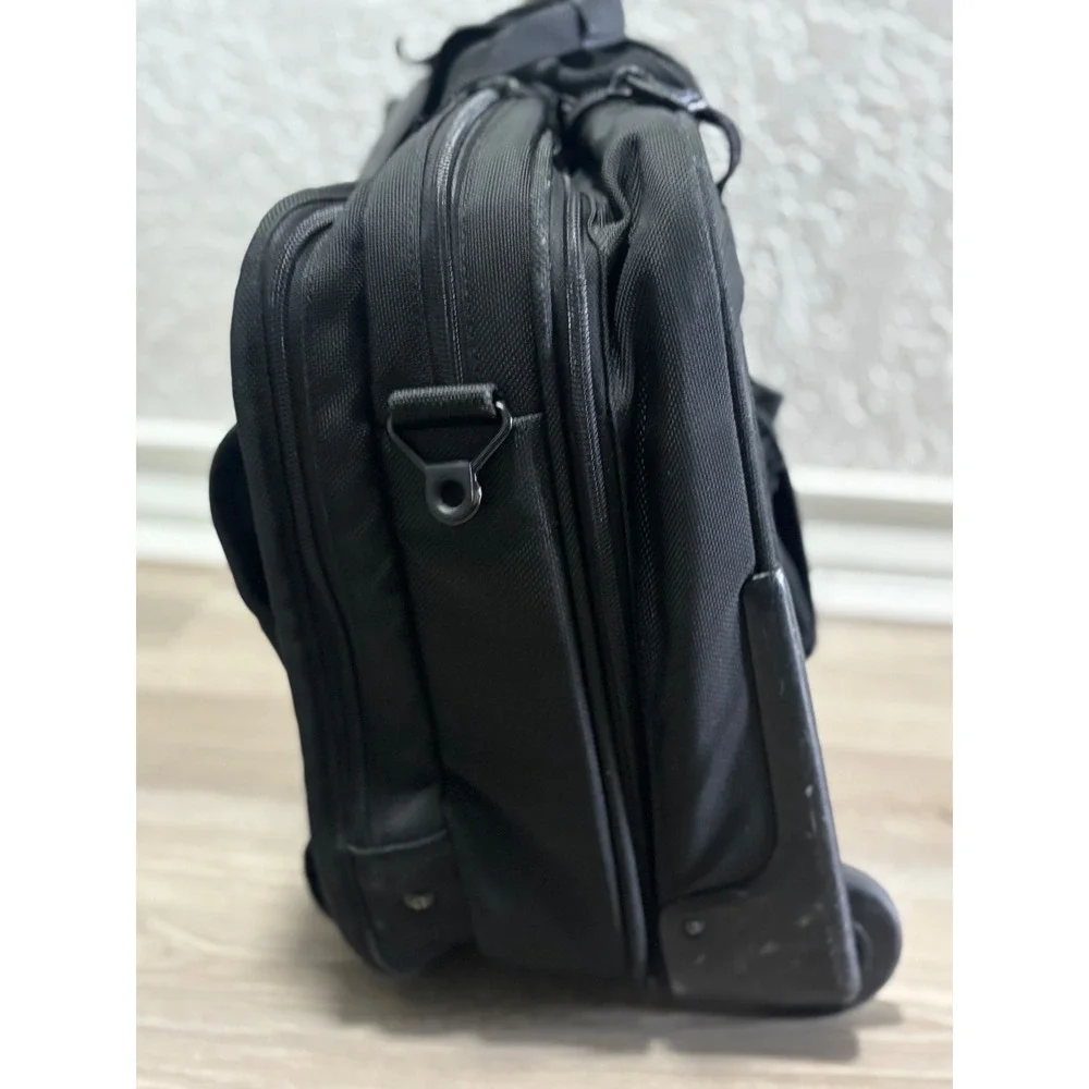 Tumi Alpha Deluxe Wheeled Briefcase‎ Black Ballistic Nylon Laptop Bag 2207D3